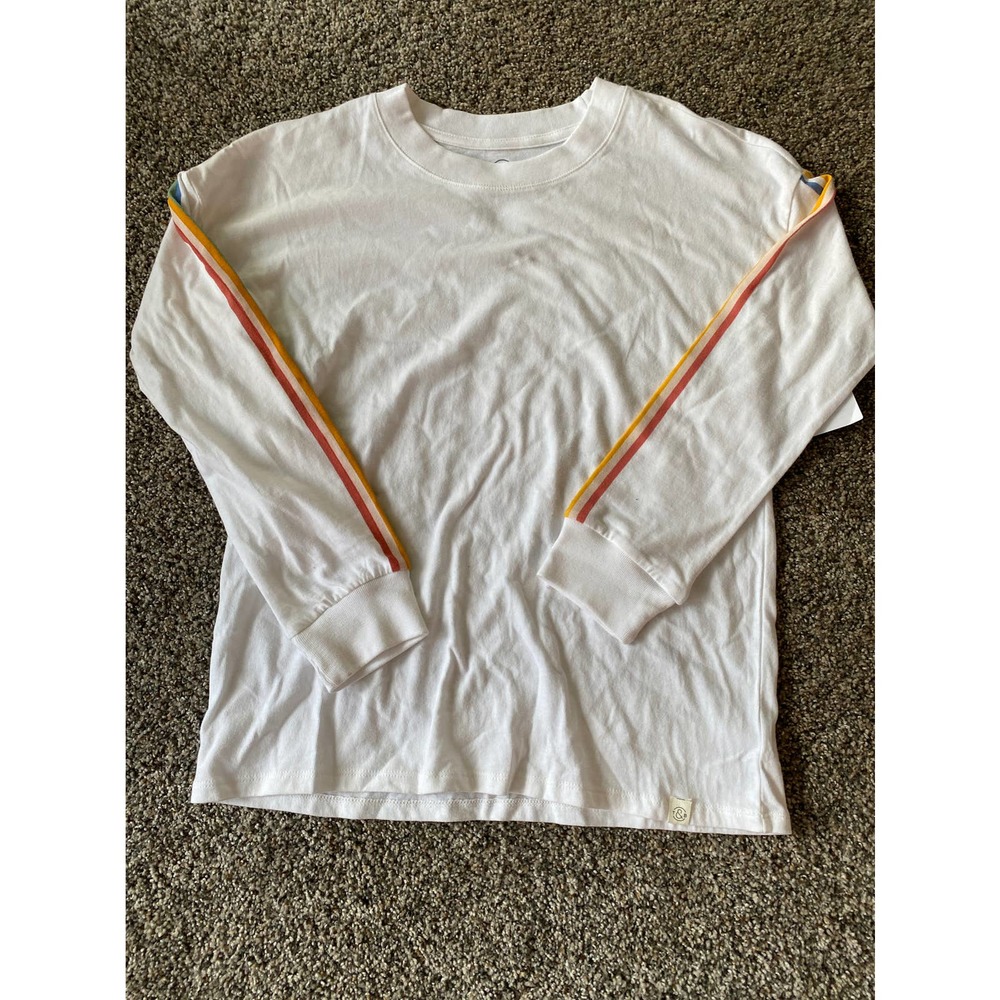 Treasure & Bond Long Sleeve Tee with Striped Sleeves - Large